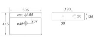 Раковина накладная SantiLine SL-1003MB 60см чёрный матовый